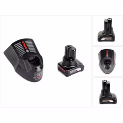 Contenu du paquet: - 1x Batterie Bosch GBA 12 V 6,0 Ah / 6000 mAh Li-Ion - 1x Chargeur Bosch GAL 1230 CL Professional Descrip ...