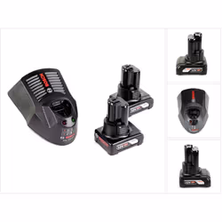 Contenu du paquet: - 2x Batteries Bosch GBA 12 V 6,0 Ah / 6000 mAh Li-Ion - 1x Chargeur Bosch GAL 1230 CL Professional Descri ...