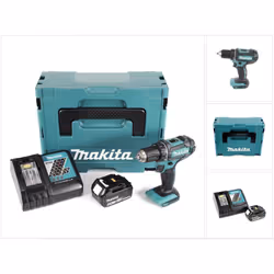 Contenu du paquet: - 1x Makita DDF 482 Perceuse visseuse sans fil 18 V Li-Ion - 1x Batterie Makita BL 1850 B 5.0 Ah - 1x Char ...