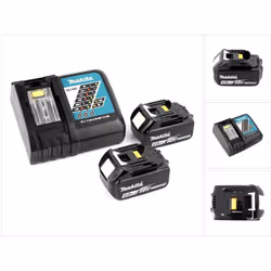 Contenu du paquet: - 1x Makita Chargeur rapide DC18RC 7.2V - 18V pour batteries Li-Ion - 2x Batteries Makita BL 1840 4,0 Ah D ...