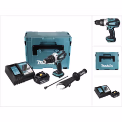Contenu du paquet: - Makita DHP 458 18V Li-ion Perceuse visseuse à percussion sens fil - 1x Batterie Makita BL 1840 18 V Li-I ...