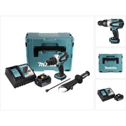 Dhp 458 RM1J 18V Li-Ion Perceuse visseuse à percussion sans fil avec boîtier Makpac + 1x Batterie bl 1840 4,0 Ah + Chargeur rapide dc 18 rc - Makita
