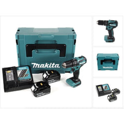 Dhp 483 rtj 18 v Li-Ion Brushless Perceuse visseuse à percussion sans fil avec boîtier Makpac + 2x Batteries bl 1850 5,0 Ah + Chargeur DC18RC - Makita