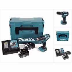 Contenu du paquet: - 1x Makita DHP 483 18 V Li-Ion Perceuse visseuse à percussion sans fil - 2x Batteries Makita BL 1840 18 V ...