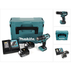Makita - dhp 483 rfj 18 v Li-Ion Perceuse visseuse à percussion sans fil 18 v Brushless en Coffret makpac + 2x Batteries bl 1830 3,0 Ah + Chargeur
