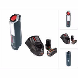 Contenu du paquet: - 1x Bosch Professional GLI 12V-300 Lampe sans fil ( 06014A1000 ) - 2x Batteries Bosch GBA 12V 2,0 Ah - 1x ...