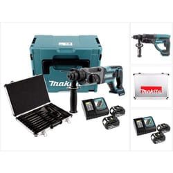 Makita - dhr 241 rtj Marteau perforateur sans fil 18 v Li-Ion avec prise SDS-Plus en Makpac + 2x bl 1850 b batterie 5,0 Ah + dc 18 rc chargeur rapide