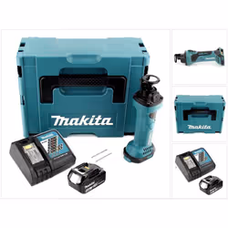 Contenu du paquet: - Makita DCO 180 RMJ Affleureuse plaque de plâtre 18V - 2 x point de guidage - 1x Batterie à insertion Mak ...