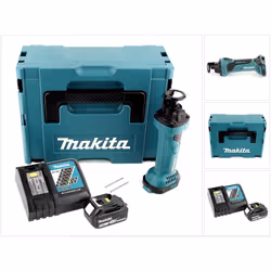 Contenu du paquet: - Makita DCO 180 RT1J Affleureuse plaque de plâtre 18V - 2x point de guidage - 1x Batterie à insertion Mak ...