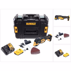 Contenu du paquet: - 1x DeWalt DCS 355 Outil oscillant multi-cutter sans fil - 1x Lame de scie à bois 31x43 mm - 1x Lame de s ...