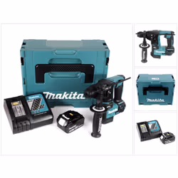 Contenu de la livraison: - 1x Makita DHR 171 Perceuse à percussion sans fil - 1x Batterie Makita BL 1850 B 5,0 Ah - 1x Charge ...