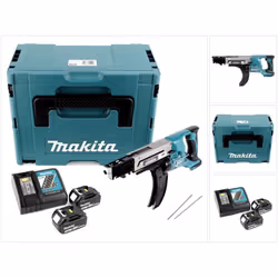 Contenu du paquet: - 1x Makita DFR 750 Visseuse automatique à Magasin sans fil 18V - 2x Batteries rechargeables Makita BL 183 ...