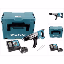 Contenu du paquet: - 1x Makita DFR 750 Z Visseuse automatique sans fil à Magasin 18V - 1x Batterie rechargeables Makita BL 18 ...