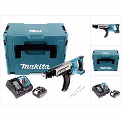 Contenu du paquet: - 1x Makita DFR 750 Visseuse automatique à Magasin 18V 45-75mm - 1x Batterie rechargeable Makita BL 1830 6 ...