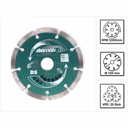 Contenu de la livraison: - Makita Diamak 125 mm 25 pièces (25x D-61139) Disque diamanté pour pierre, béton, attache 22,23 mm ...