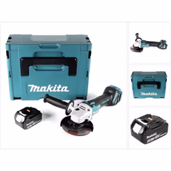 Contenu du paquet: - 1x Makita DGA 511 18 V Meuleuse d'angle sans fil - 1x Batterie Makita BL 1840 B 4,0 Ah - 1x Poignée supp ...
