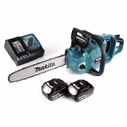 Makita DUC 355 RG2 Tronçonneuse délagage sans fil 36V (2x18V) Brushless 35 cm + 2 x Batteries 60 Ah + Chargeur Rapide