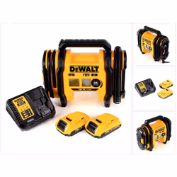 Contenu du paquet: - 1x DeWalt DCC018N Gonfleur sans fil - 2x Batteries DeWALT DCB183 2,0Ah - 1x Chargeur DeWALT DCB113 Descr ...