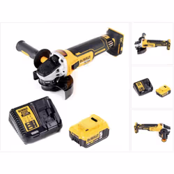 Contenu de la livraison: - 1x DeWalt DCG 405 P1 Meuleuse d'angle sans fil 18V 125mm Brushless - 1x Batterie Li-Ion DeWalt DCB ...