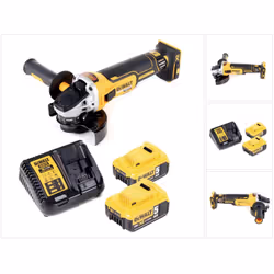 Contenu de la livraison: - 1x DeWalt DCG 405 P2 Meuleuse d'angle sans fil 18V 125mm Brushless - 2x Batteries Li-Ion DeWALT DC ...