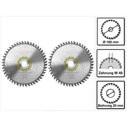 Lame de scie circulaire à denture fine hw 160 x 20 x 2,2 mm W48 160 mm 48 dents ( 2 x 491952 ) - Festool
