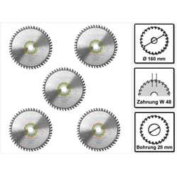 Festool - lame de scie circulaire à denture fine hw 160 x 20 x 2,2 mm W48 160 mm 48 dents ( 5 x 491952 )