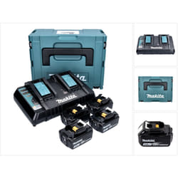 Makita - Power Source Set de 4 BL1830B Batteries 3,0Ah 18V + Chargeur rapide double DC18RD + Coffret Makpac (4x 197599-5) (196933-6)