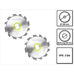 2x Panther lame de scie circulaire PW12 bois 160 x 1,8 x 20 mm 160 mm 12 dents ( 2x 500460 ) hkc ts - Festool