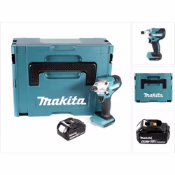 Contenu de la livraison: - 1x Makita DTD156 Clé à choc sans fil - 1x batterie Makita BL1840B 4,0 Ah - 1x Makita Makpac avec i ...
