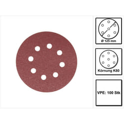 Makita Disque Abrasif velcro 125mm K80 pour DBO BO DCW DWE GEX PEX SXE BOS 100 pcs. (2x P-43642)
