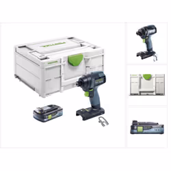 Contenu de la livraison: - 1x Festool Visseuse à choc sans fil TID 18 - 1x Systainer SYS3 M 187 - 1x clip ceinture - 1x Festo ...