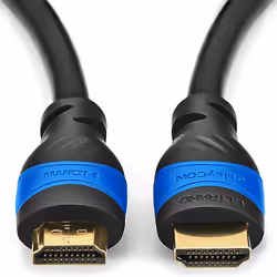 deleyCON MK-MK07, 10 m, HDMI Type A (Standard), HDMI Type A (Standard), 4096 x 2160 pixels, Compatibilité 3D, Noir, Bleu