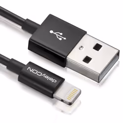 deleyCON USB - Lightning, 0,15 m, Lightning, USB A, Noir, Droit, Droit