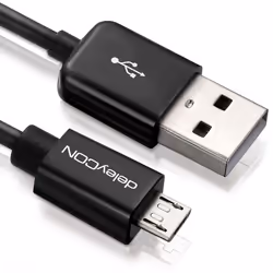 deleyCON USB - micro USB, 2 m, USB A, Micro-USB B, USB 2.0, Mâle/Mâle, Noir
