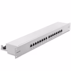 Panneau de Brassage - DELEYCON - CAT6a - 16 Ports - Compatible TIA568A/B - Gris Clair