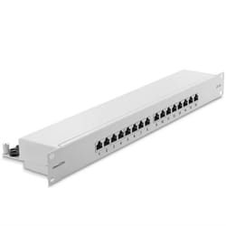 Panneau de Brassage - DELEYCON - CAT6a - 16 Ports - Compatible TIA568A/B - Gris Clair