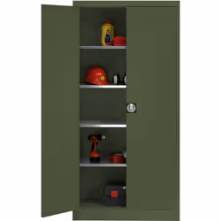 Armoire de stockage, h x l x p 1950 x 950 x 420 mm, vert. Produit livré = monté. Hauteur = 1950 mm. Largeur = 950 mm. Profond ...