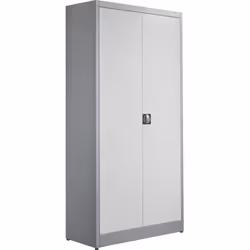 Armoire à portes battantes ARCOS, 4 tablettes, h x l x p 1950 x 950 x 420 mm, aluminium / blanc pur. Produit livré = monté. L ...