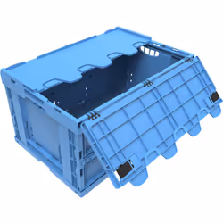 Bac pliant en polypropylène, capacité 60 l, avec couvercle à charnière, bleu, gerbable. Produit livré = monté. Capacité = 60  ...