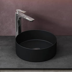 Sogood Lavabo Vasque à Poser Noir Mat 31x31x11 cm Lave Mains Rond en Céramique Revêtement NANO Easy Clean Bruxelles203