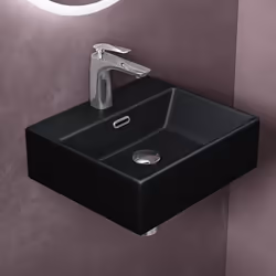 Sogood Lavabo à Poser Noir Mat Vasque Suspendu en Céramique Lave Mains Rectangulaire pour Salle de Bain 41x36x13cm Brüssel206