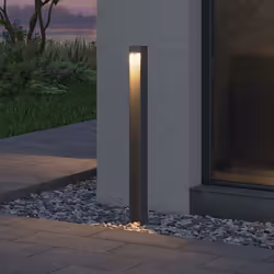 Sogood Lampe LED sur Pied Extérieure 5W avec LED Lampe Jardin Étanche IP65 3000K Light Extérieure Gris BaldersLights 6x6x80cm