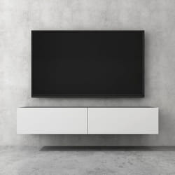 doporro Meuble TV Bas 160cm Armoire TV Gris Noir Mat + Blanc Mat Table de Télévision Salon avec Portes Meuble TV Suspendu MBTV02
