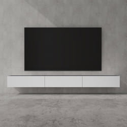 doporro Meuble TV Bas 300cm Armoire TV Gris Noir Mat + Blanc Mat Table de Télévision Salon avec Portes Meuble TV Suspendu MBTV02