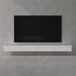 doporro Meuble TV Bas 320cm Armoire TV Gris Noir Mat + Blanc Mat Table de Télévision Salon avec Portes Meuble TV Suspendu MBTV02