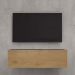 doporro Meuble TV Bas 100cm Armoire TV Gris Noir Mat + Marron Clair Table de Télévision Salon avec Porte Meuble TV Suspendu M ...