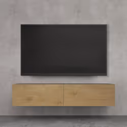 doporro Meuble TV Bas 140cm Armoire TV Gris Noir Mat + Marron Clair Table de Télévision Salon avec Portes Meuble TV Suspendu ...