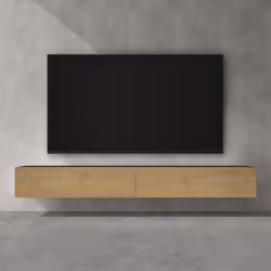 doporro Meuble TV Bas 240cm Armoire TV Gris Noir Mat + Marron Clair Table de Télévision Salon avec Portes Meuble TV Suspendu  ...