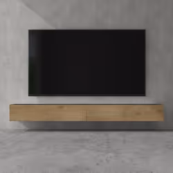 doporro Meuble TV Bas 280cm Armoire TV Gris Noir Mat + Marron Clair Table de Télévision Salon avec Portes Meuble TV Suspendu  ...