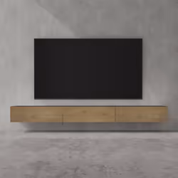 doporro Meuble TV Bas 300cm Armoire TV Gris Noir Mat + Marron Clair Table de Télévision Salon avec Portes Meuble TV Suspendu ...